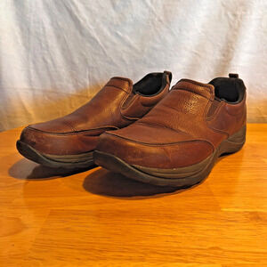 Men’s LL Bean Leather Comfort Mocs Sz 9.5 Med Pull On Lined/Cushioned Daily Shoe